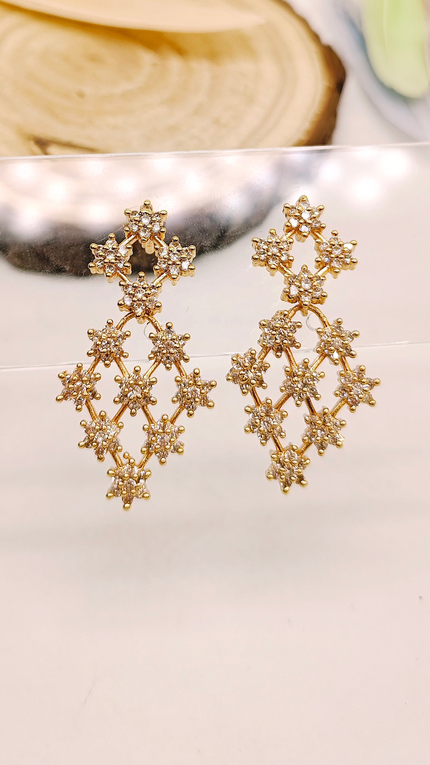 Gold plated stone earrings