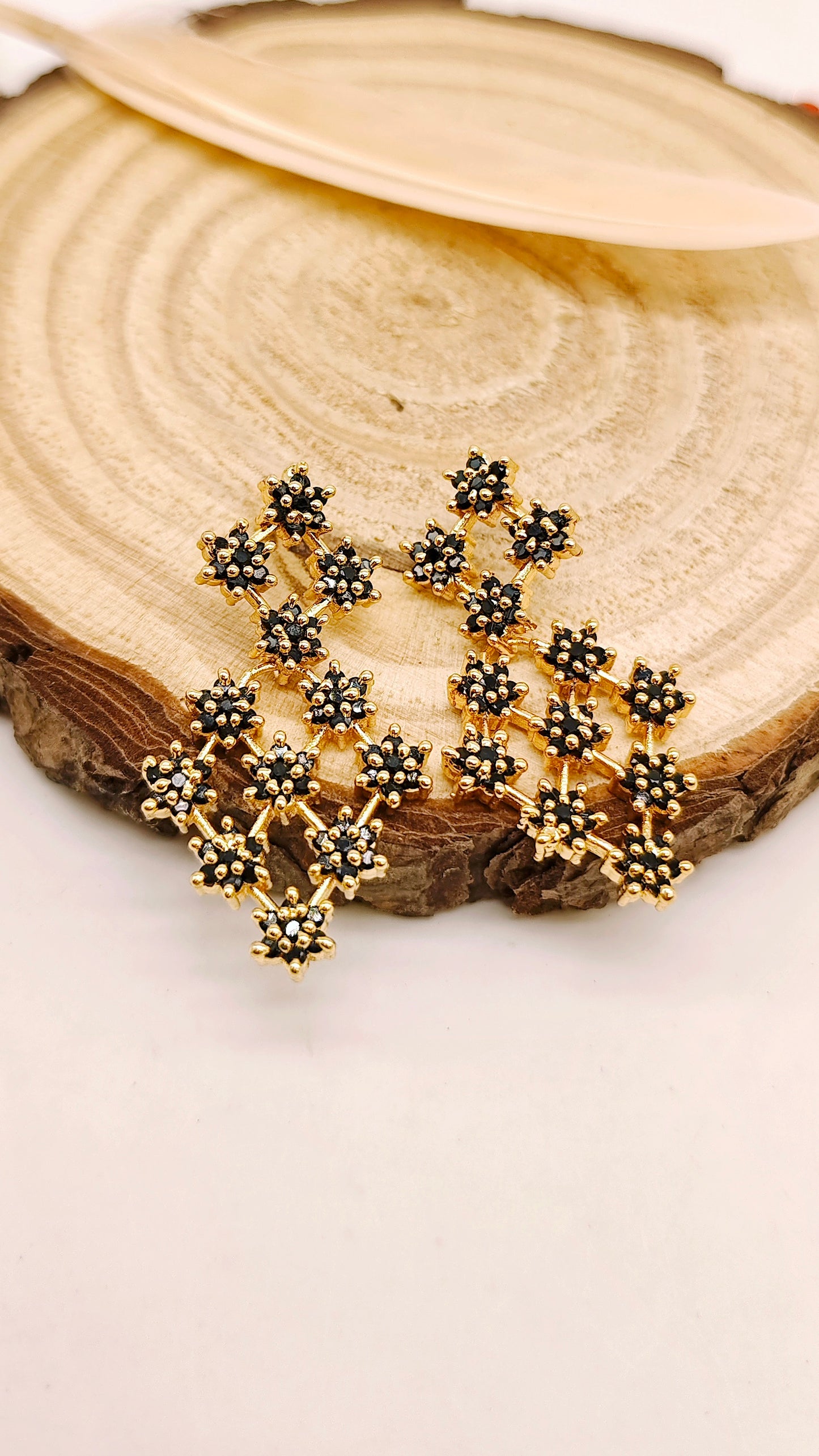 Gold plated stone earrings