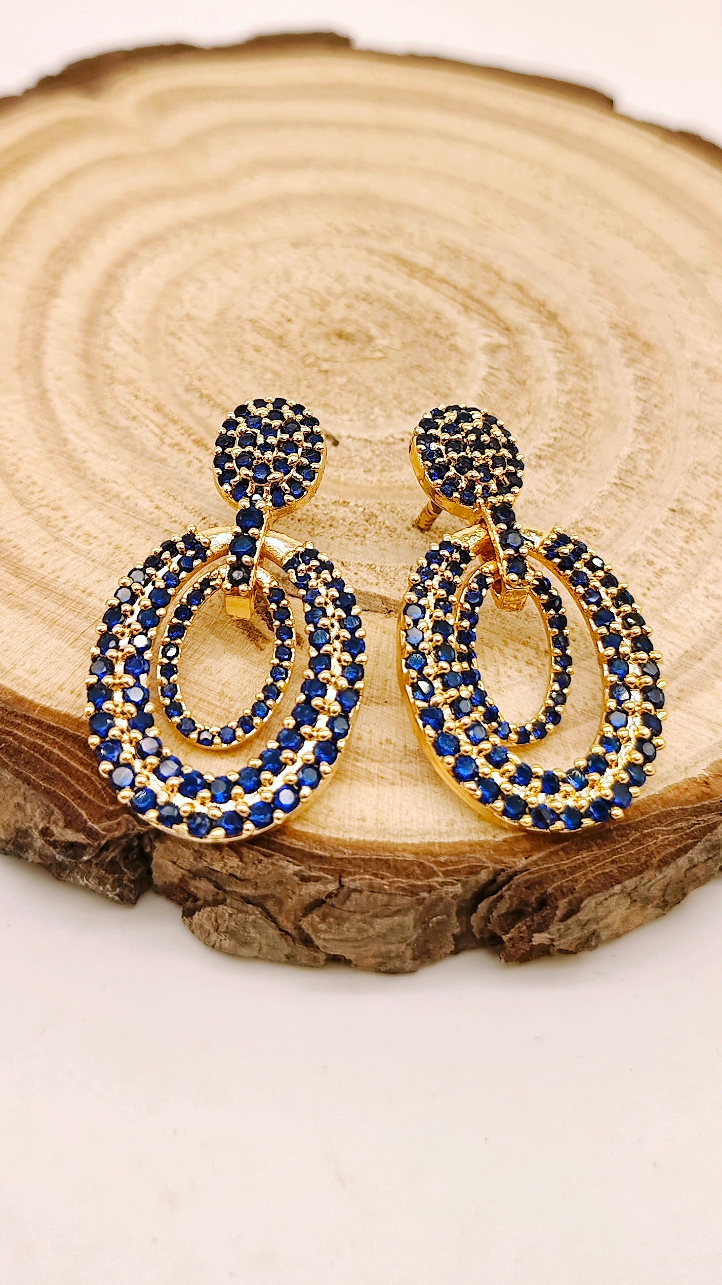 Gold plated stone earrings