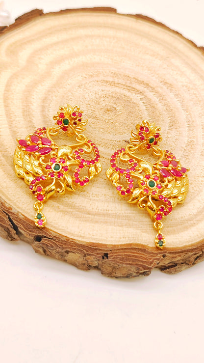 Gold plated stone earrings