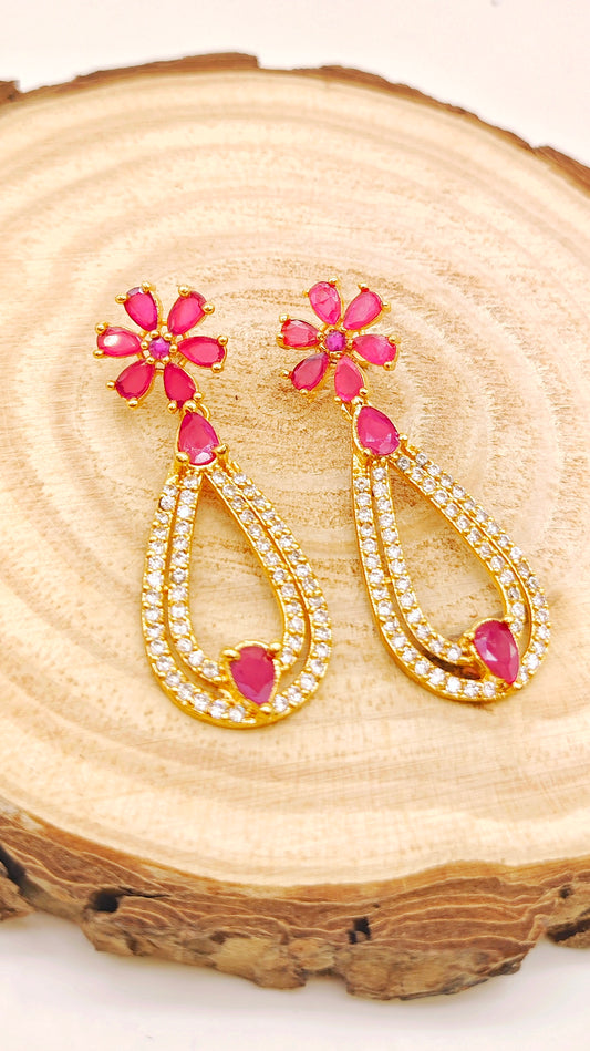 Gold plated stone earrings
