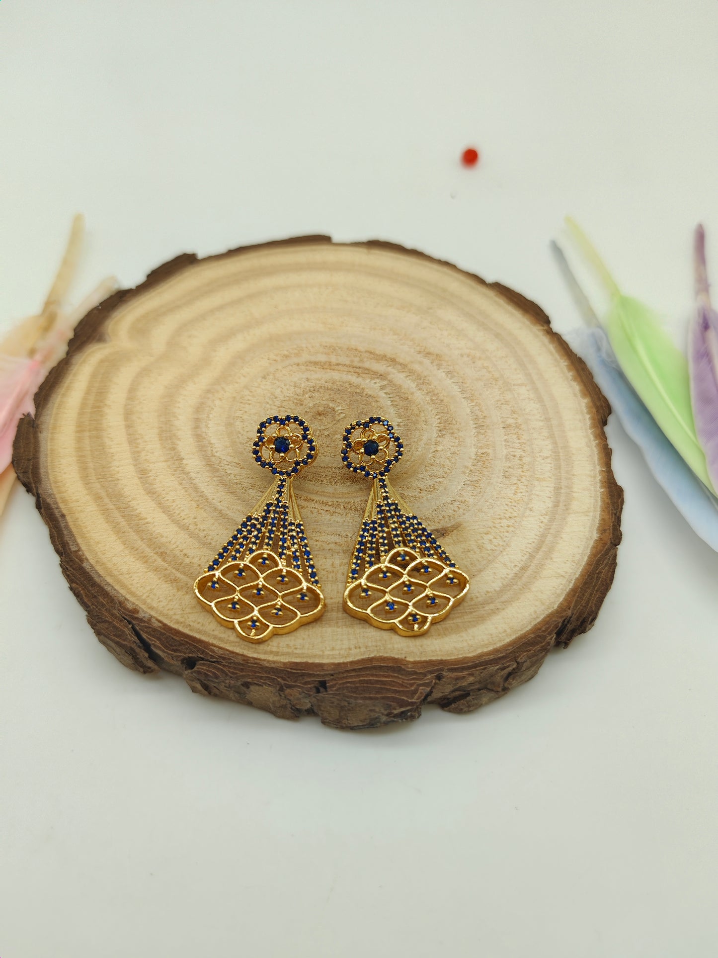 Gold plated stone earrings