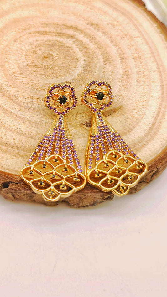 Gold plated stone earrings