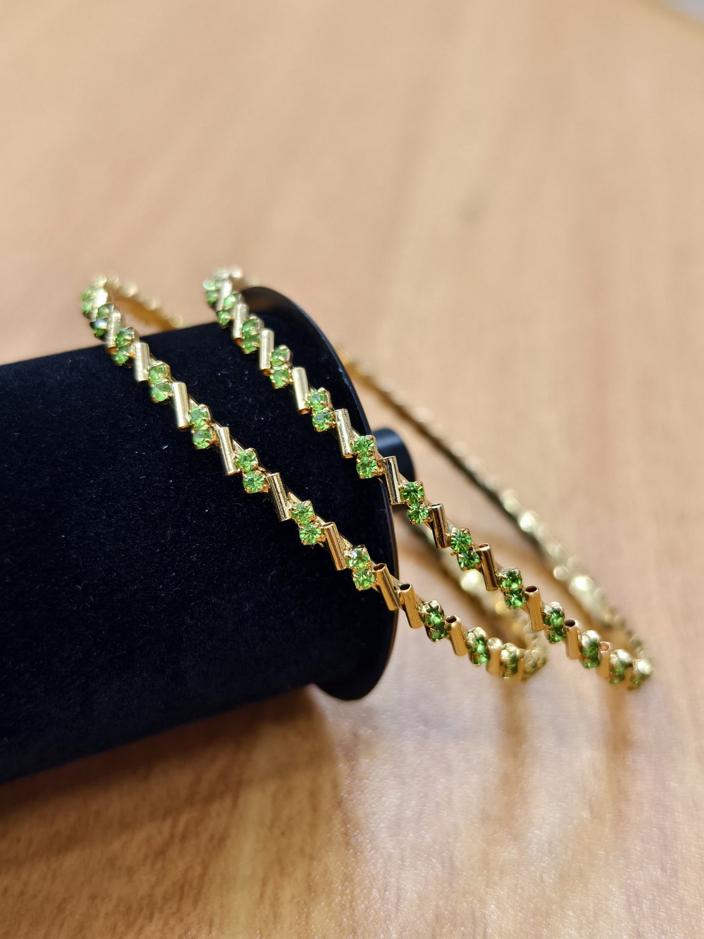 Gold plated Green Stone bangle