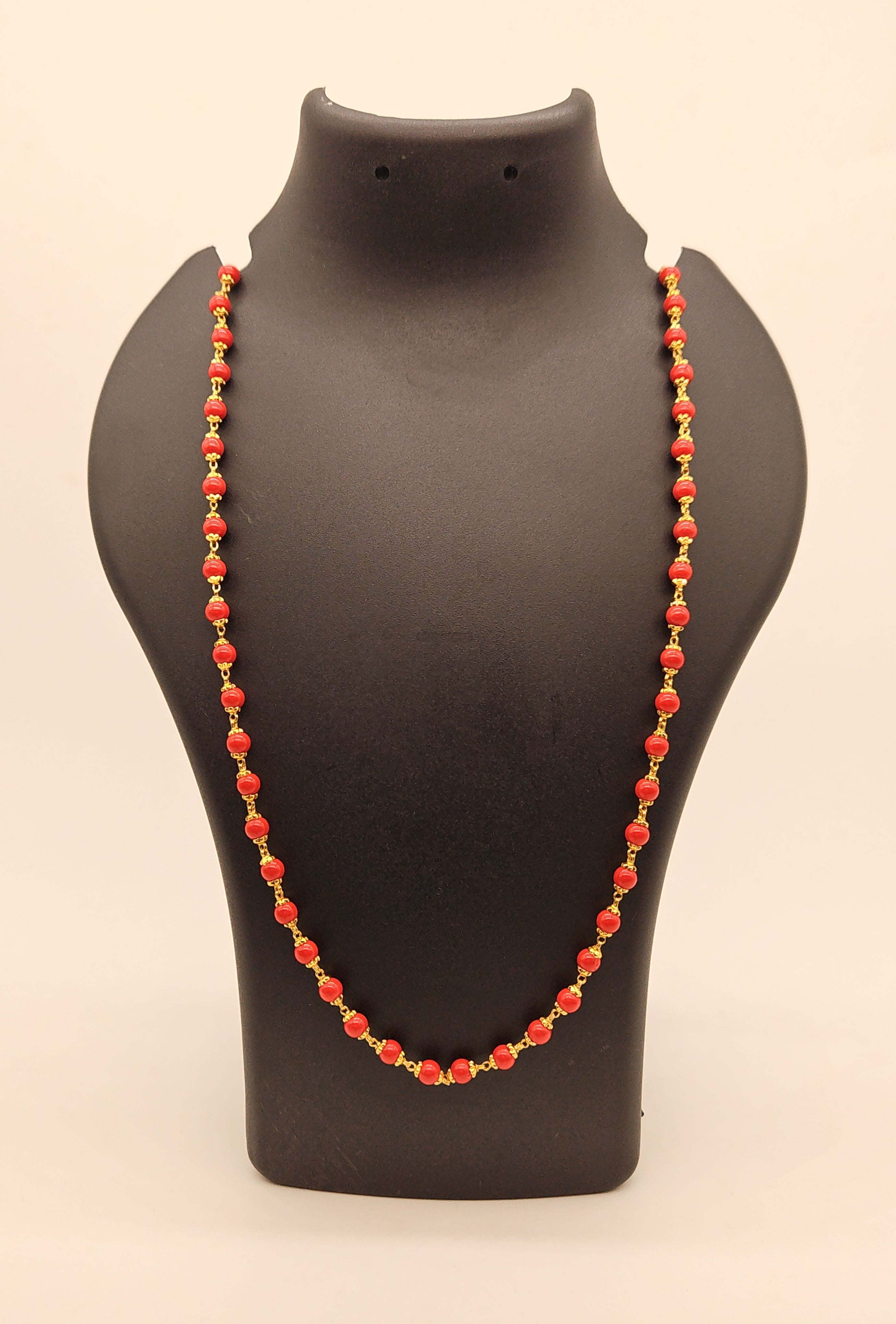 Gold plated chain with red beads – Shrayathi