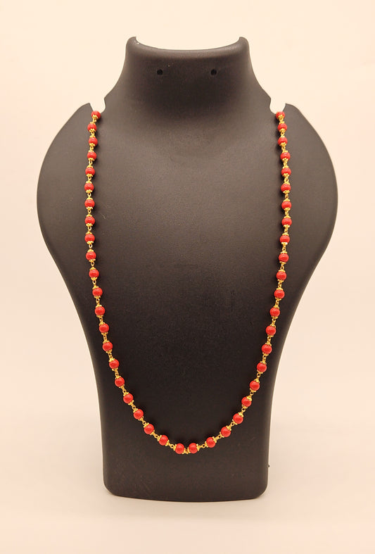 Gold plated chain with red beads