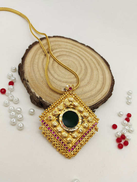 Gold Plated Chain With Palakka Pendant