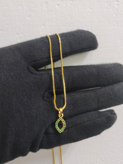 Itscustommade Gold Plated Chain With Small stone pendant