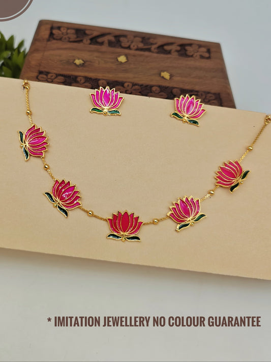 Manju Warrier Inspired Lotus Necklace