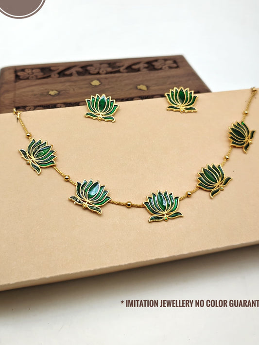 Manju Warrier Inspired Lotus Necklace