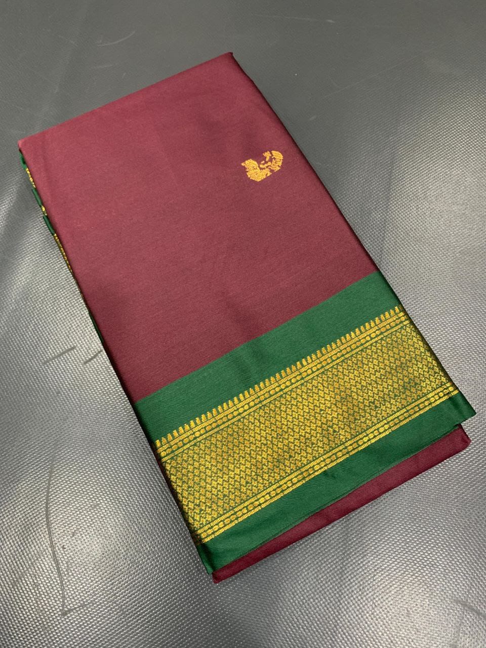 Cotton Silk gold weaving border with contrast blouse (Copy)