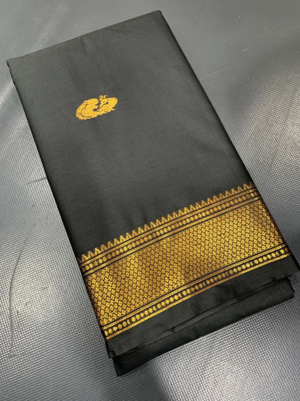 Cotton Silk gold weaving border with contrast blouse
