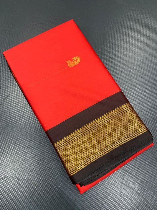 Cotton Silk gold weaving border with contrast blouse