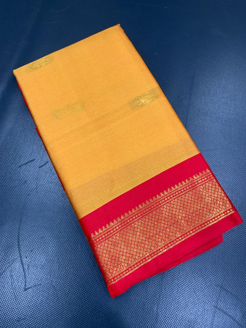Cotton Silk gold weaving border with contrast blouse