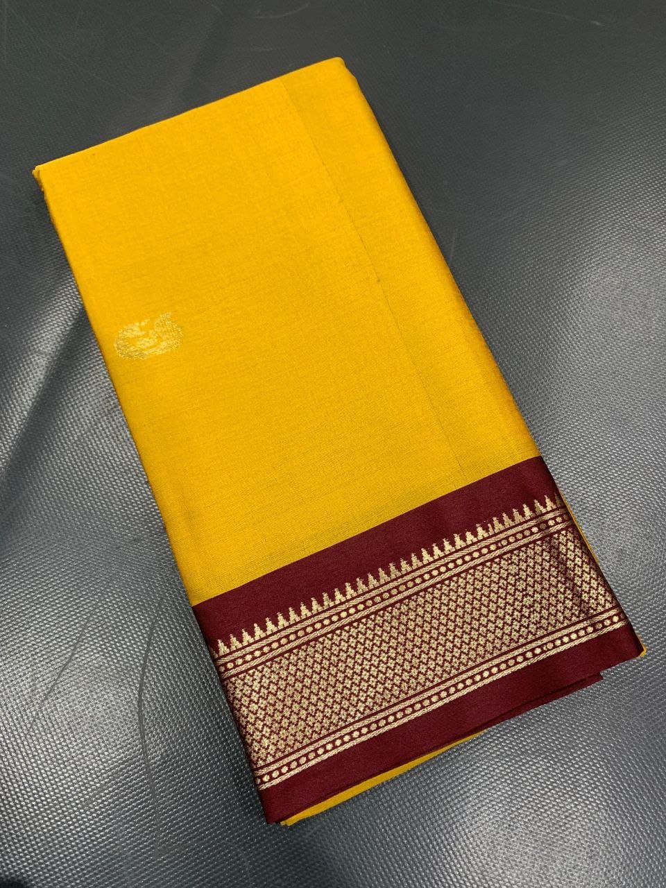 Cotton Silk gold weaving border with contrast blouse