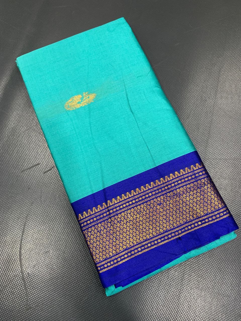 Cotton Silk gold weaving border with contrast blouse