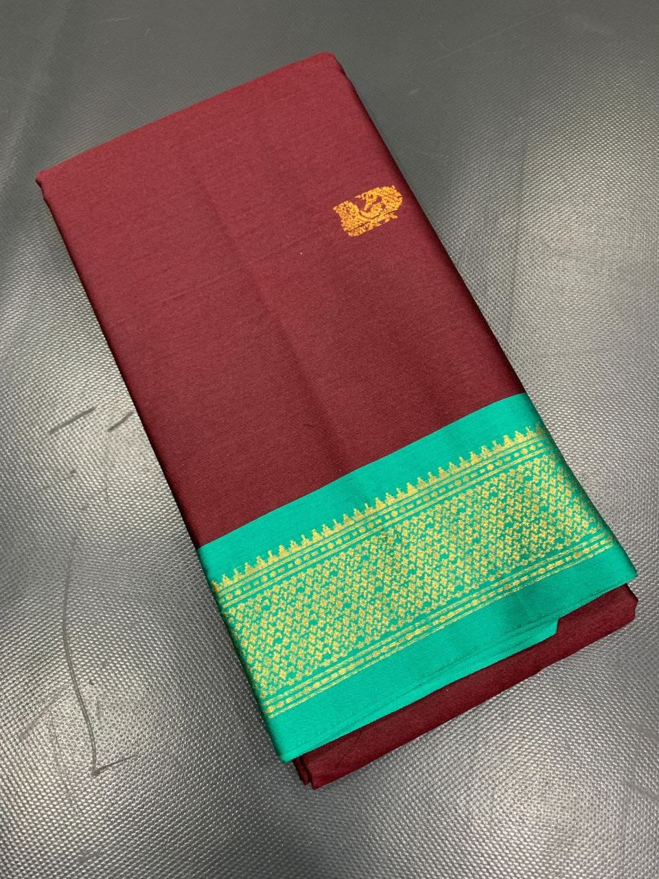 Cotton Silk gold weaving border with contrast blouse