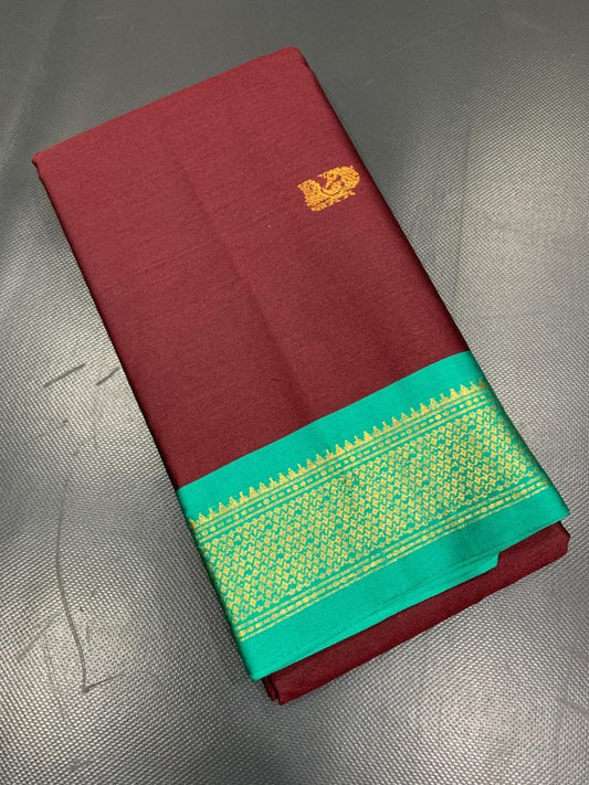 Cotton Silk gold weaving border with contrast blouse