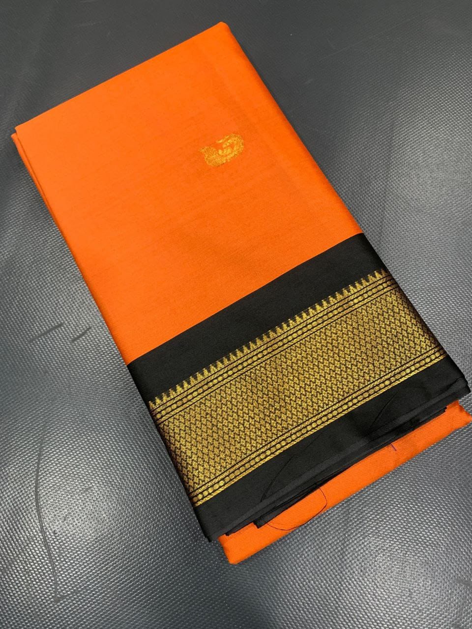 Cotton Silk gold weaving border with contrast blouse