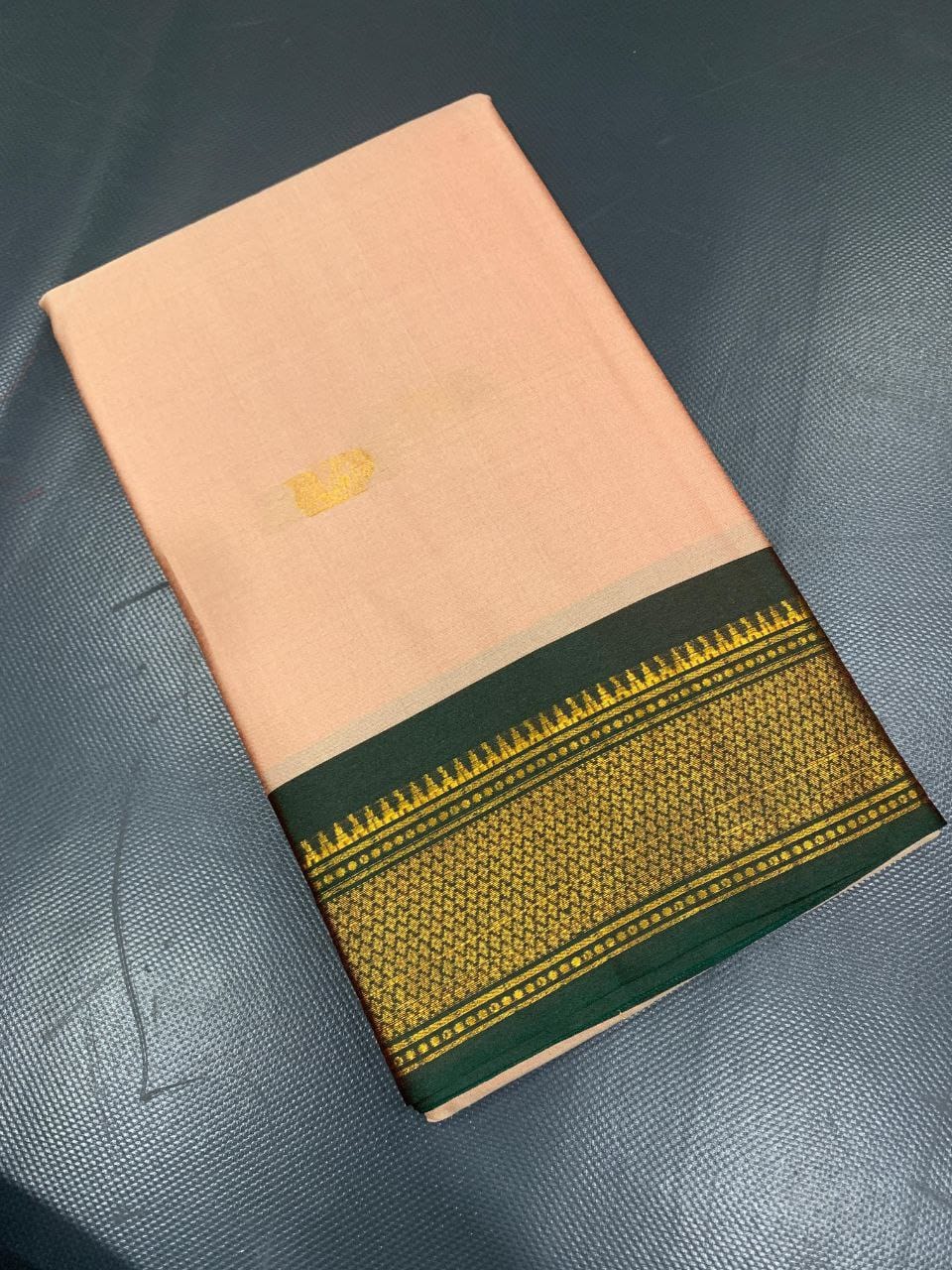 Cotton Silk gold weaving border with contrast blouse