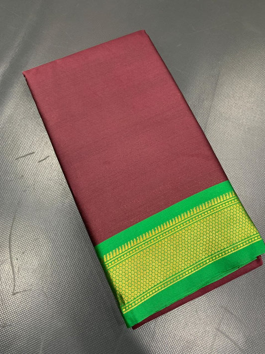 Cotton Silk gold weaving border with contrast blouse