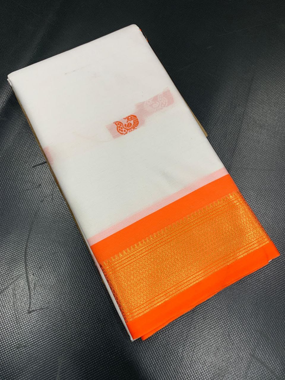 Cotton Silk gold weaving border with contrast blouse