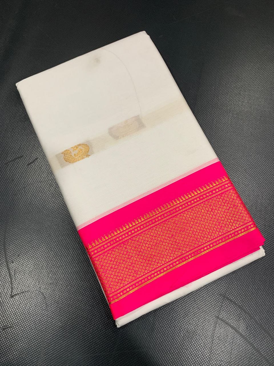 Cotton Silk gold weaving border with contrast blouse