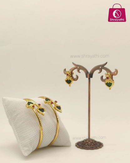 Gold plated palakka combo jewellery set
