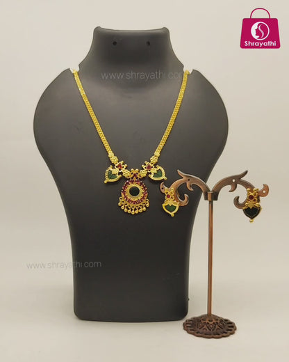 Gold plated palakka combo jewellery set