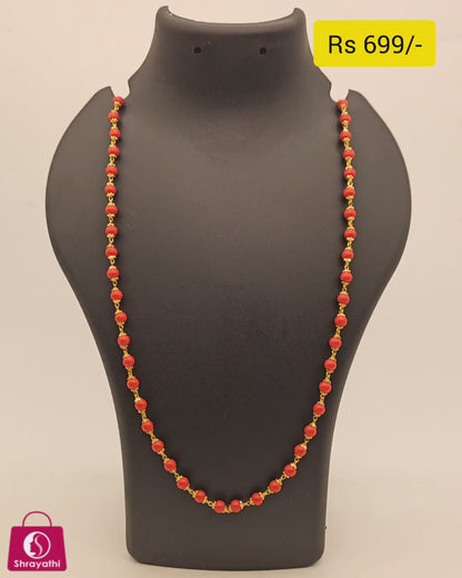 Gold plated chain with red beads