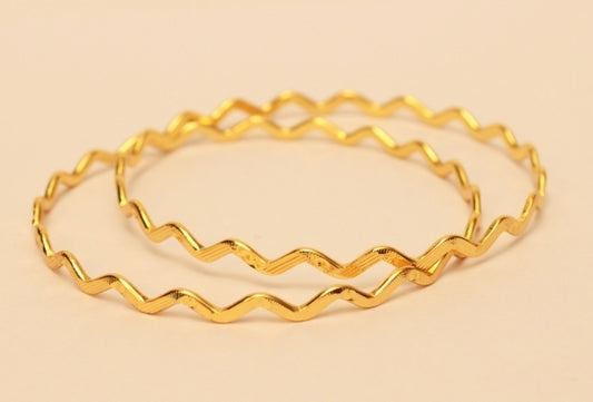 Zig zag gold plated bangle -  by Shrayathi