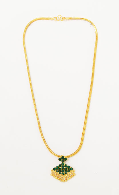 Green stone simple necklace -  by Shrayathi
