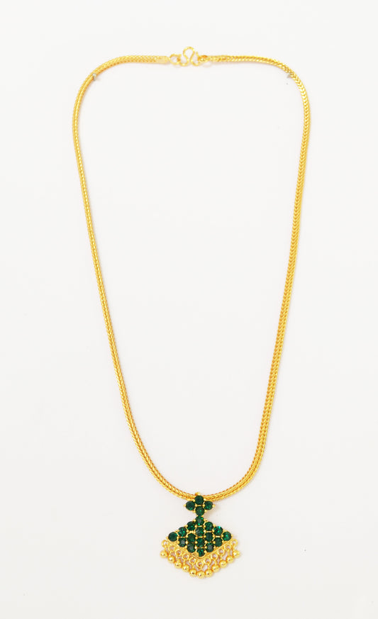 Green stone simple necklace -  by Shrayathi