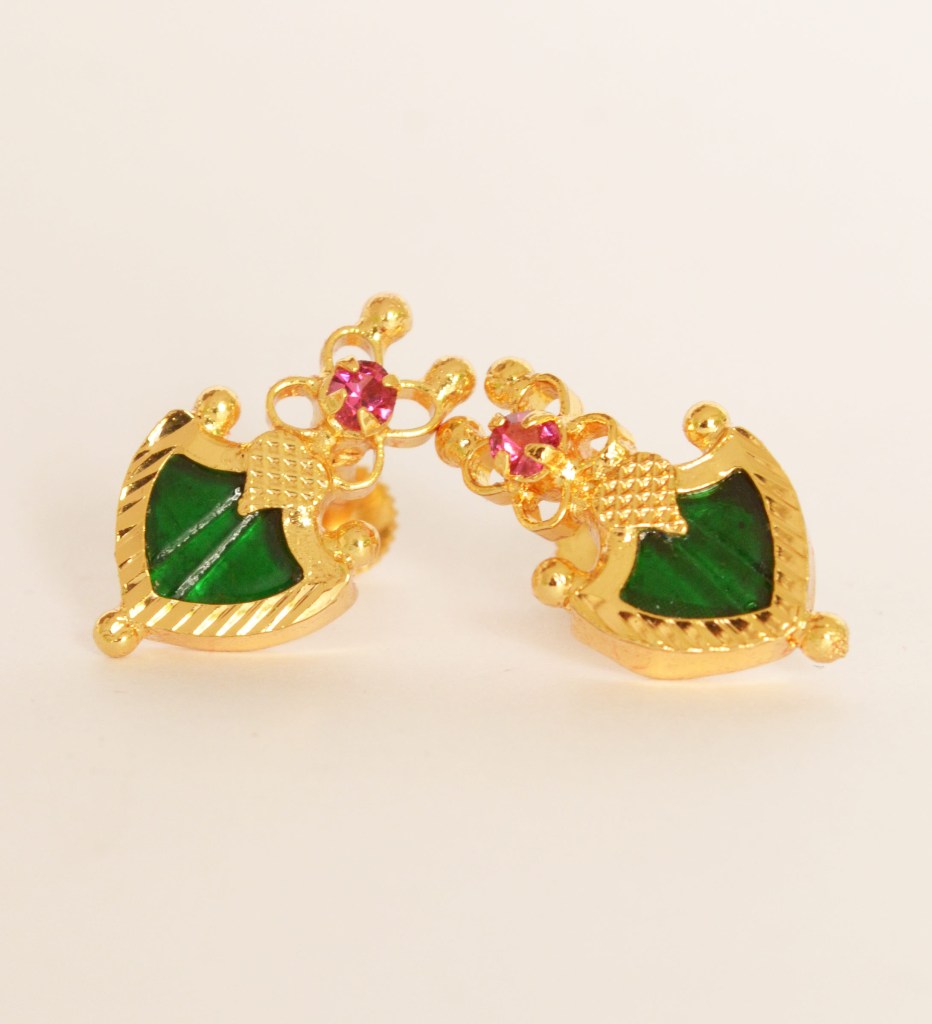 Small Green Palakka Stud Earring - earrings by Shrayathi