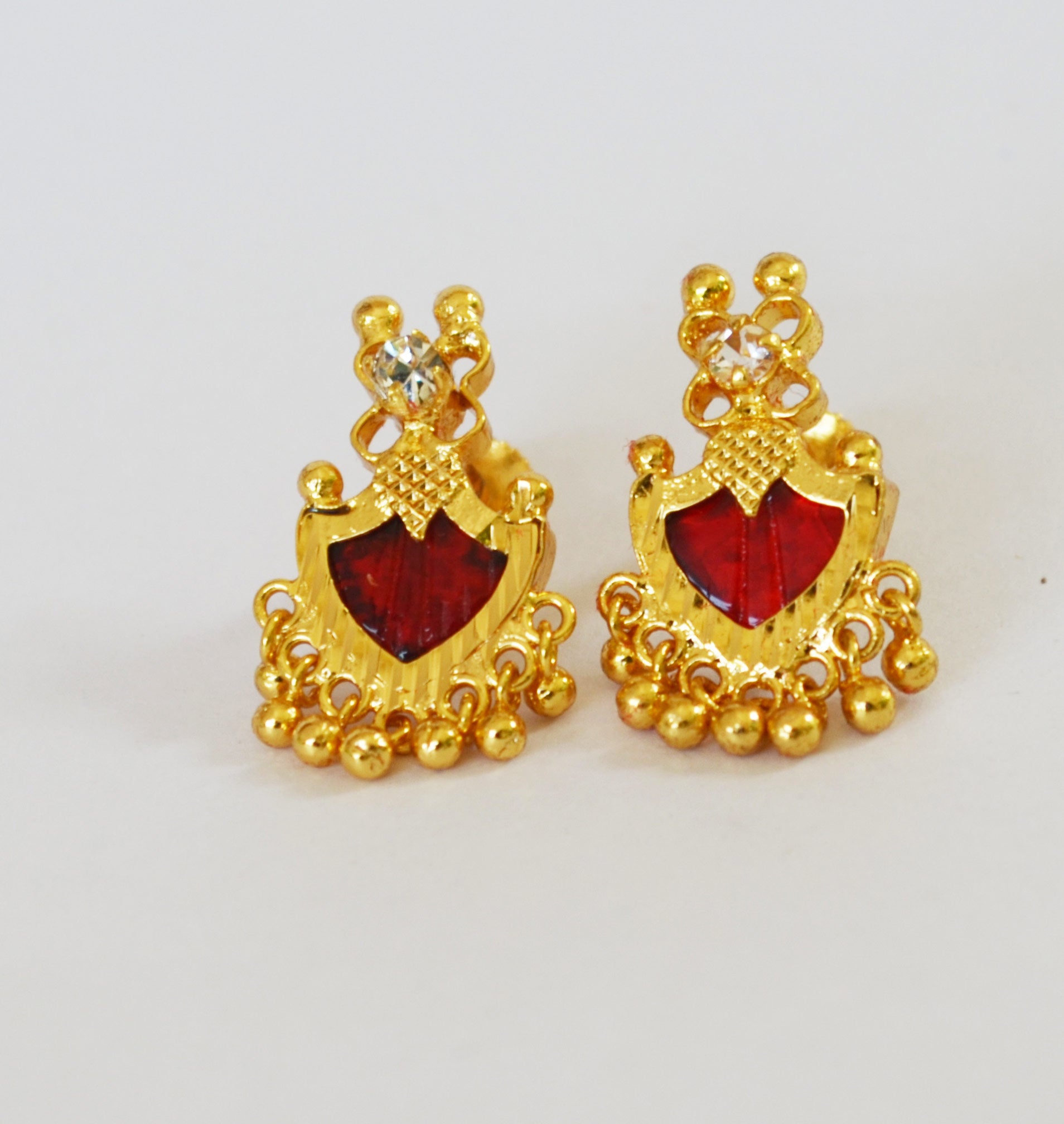 Small Maroon Palakka Stud Earring - earrings by Shrayathi
