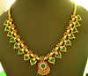 Green palakka necklace with 16 palakka -  by Shrayathi