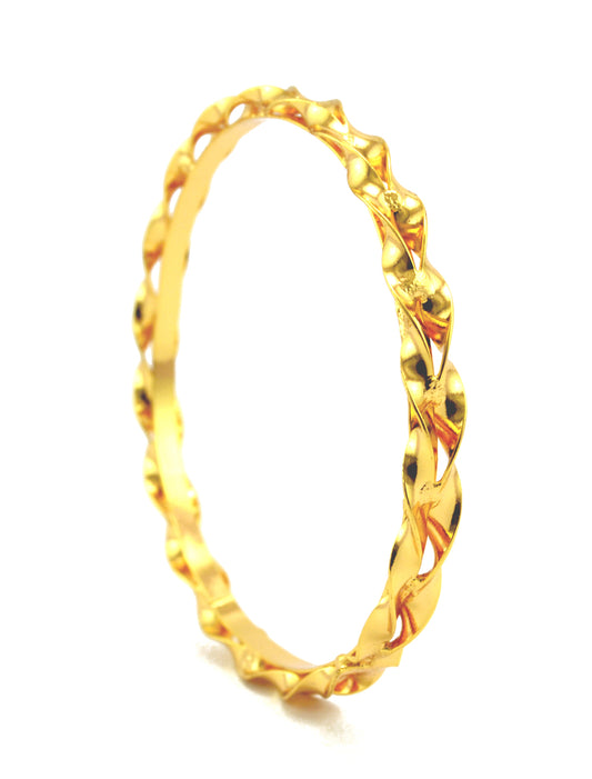 Trendy gold plated twisted bangle - Bangle by Shrayathi